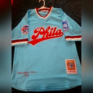 PHILA STARS Negro League 1934 Jersey Men Size Small to medium Light blue/Red